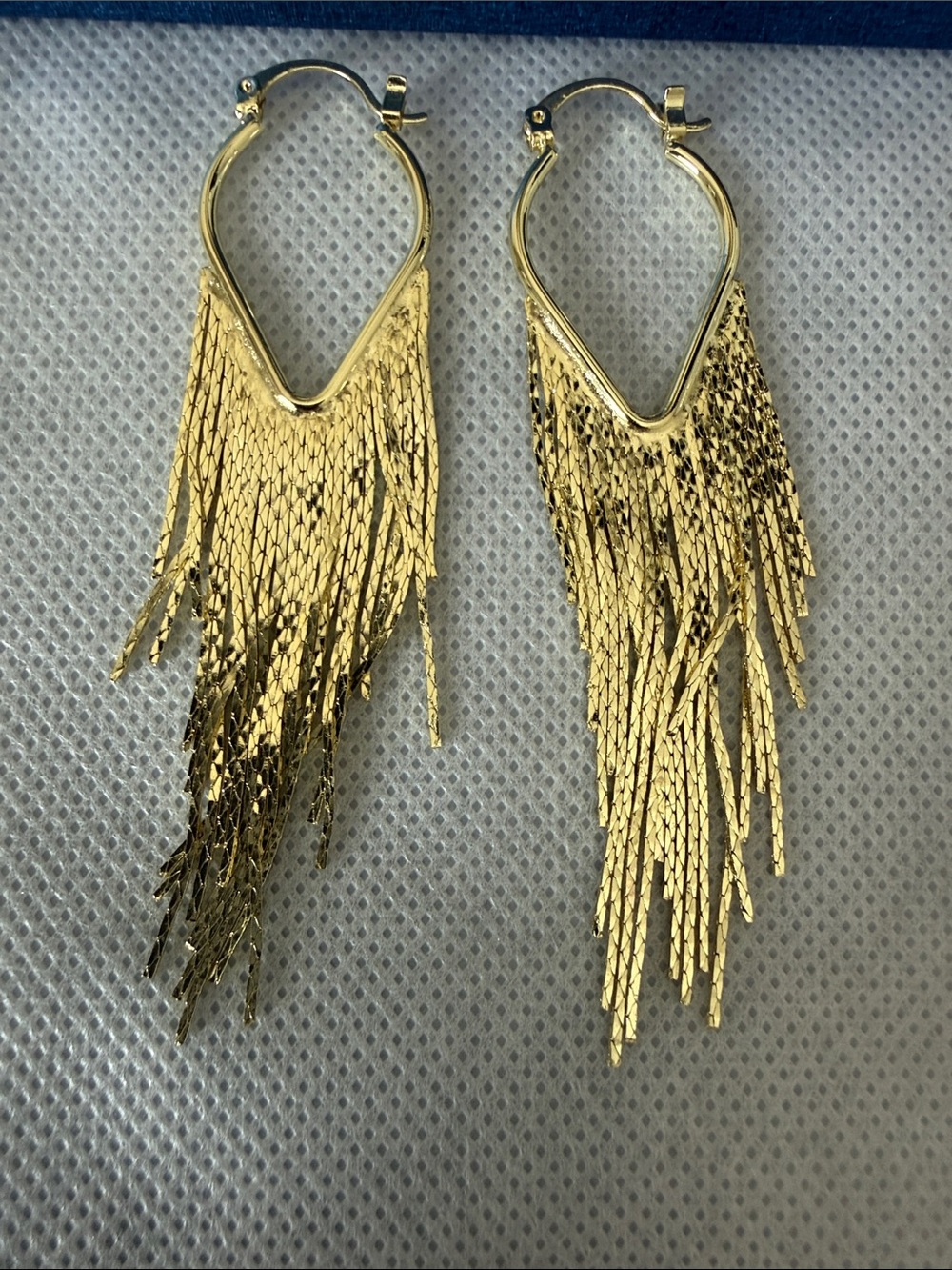 Stunning Gold Fringe Hoop Earrings - NIB